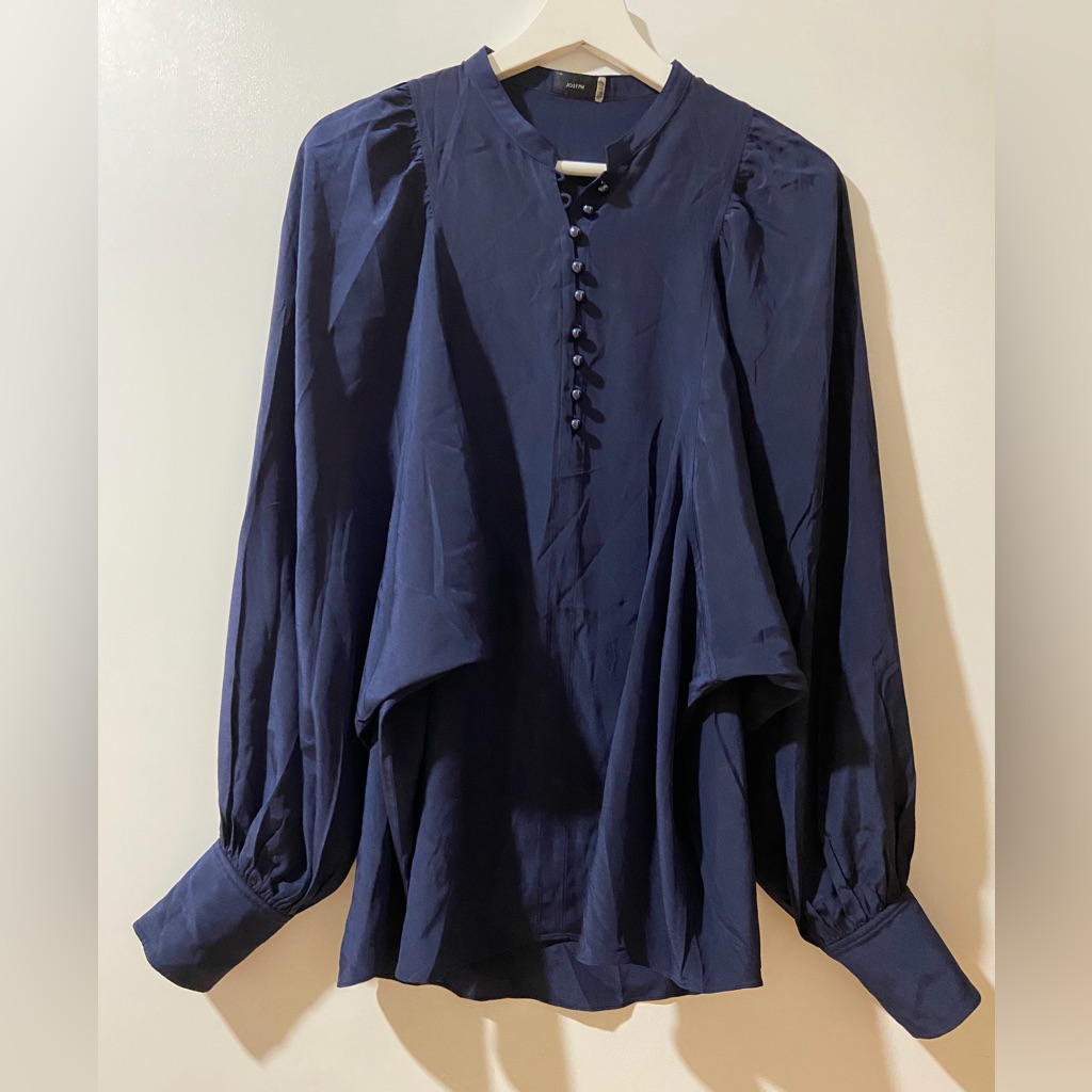 Joseph Long Sleeve Lightweight Blouse Silk Sz 38 Quiet Luxury Cottagecore